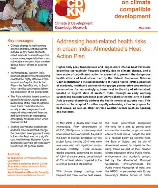Addressing heat-related health risks in urban India: Ahmedabad’s Heat Action Plan
