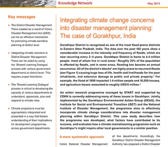Integrating climate change concerns into disaster management planning: The case of Gorakhpur, India